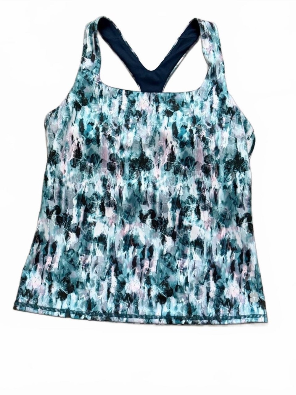 Sweaty Betty Teal Floral Racerback Tank Top